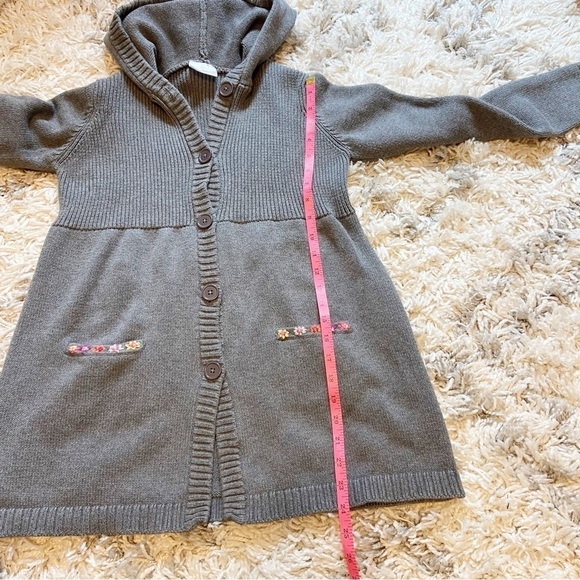Hanna Anderson | Knit Long Hooded Embroidered Cardigan Sweater Size 150- US 12 - Picture 8 of 10